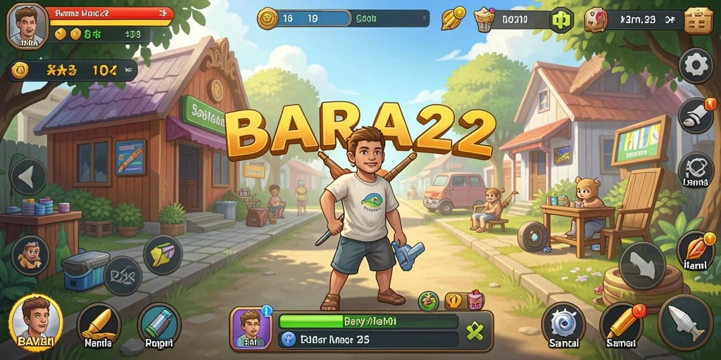 Tampilan gameplay <strong>BARA22</strong> dengan grafis colorful dan interaksi yang menarik.