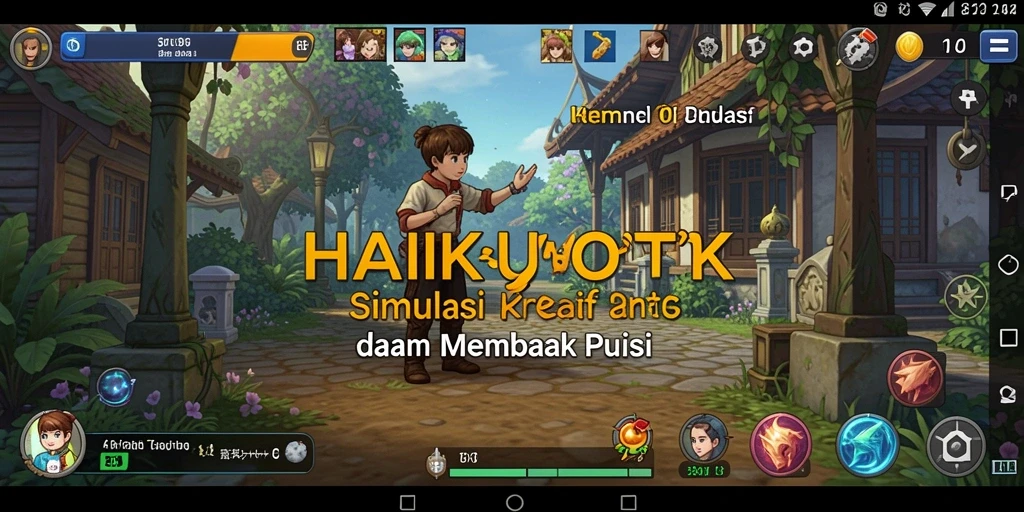 Tampilan gameplay HAIKUOTK dengan elemen puisi yang kreatif.