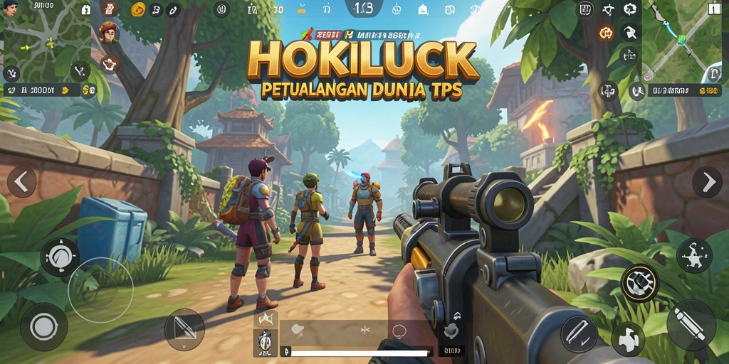 Tampilan seru gameplay HOKILUCK dalam aksi TPS.