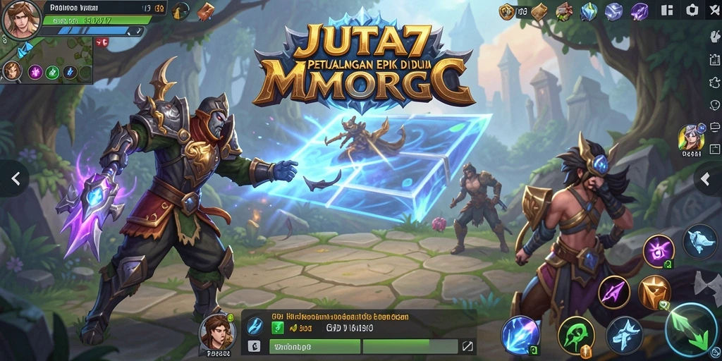 Tangkapan layar gameplay JUTA7 yang menampilkan pertarungan epik di dunia MMORPG.