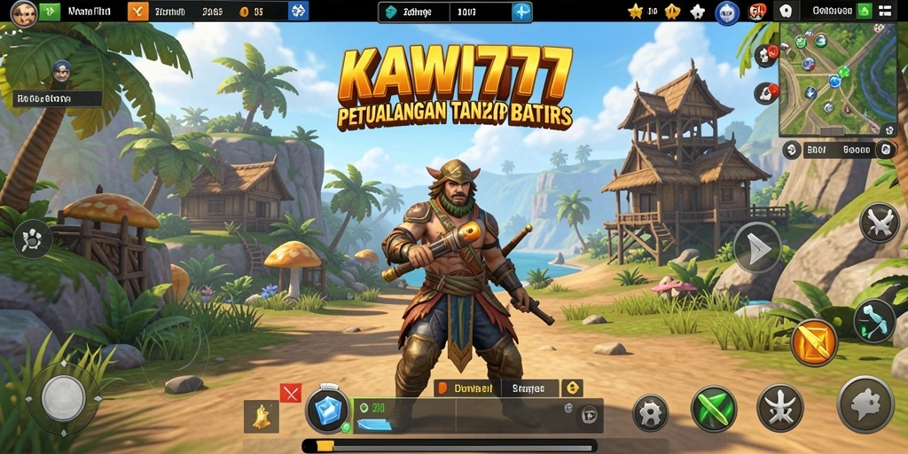 Screenshot gameplay KAWI777 dengan pemandangan luas dunia terbuka.