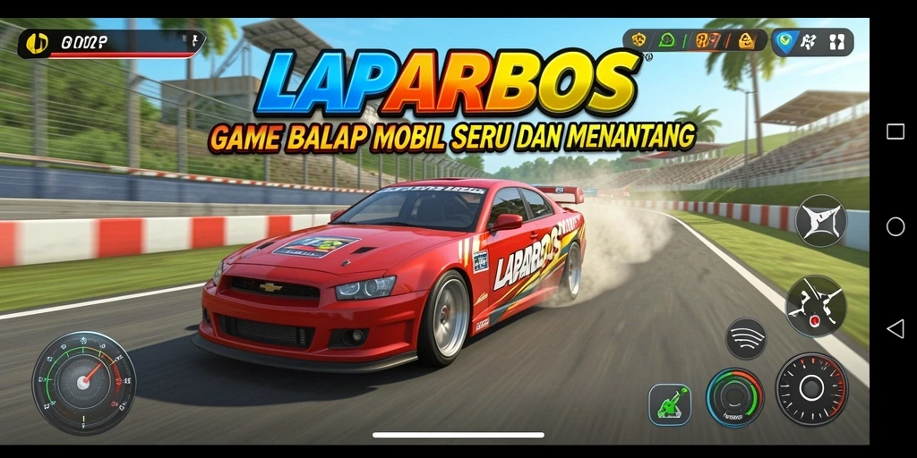 Tampilan gameplay seru di LAPARBOS dengan balapan yang mendebarkan.