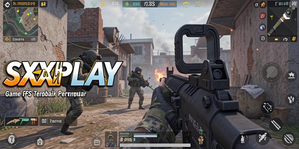 Screenshot gameplay SXXPLAY menampilkan aksi tembak-menembak yang intens.